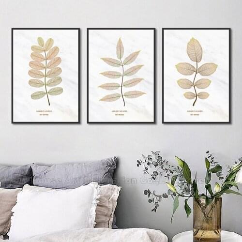 Nordic Poster Wall Art Canvas Paintings On The Wall Pictures For Living Room Gold Leaf Plant Quadro Decorativo Home Decor