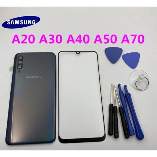 Original Samsung Galaxy A10 A20 A30 A40 A50 A70 Back Battery Cover Rear Door Housing Case+Camera Lens+Front Touch Screen Glass