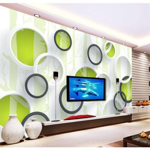 Custom Minimalist Nordic 3d TV Background Wall Paper Simple Modern Living Room Bedroom Wallpaper Circle Mural 8d Circle Abstract
