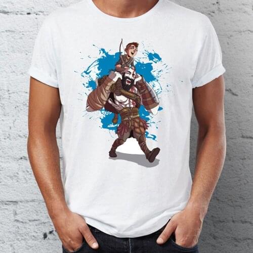 Casual Mens t-shirt God Of War Kratos And Son Badass Gaming Tshirt Unisex Tees Tops Harajuku Streetwear