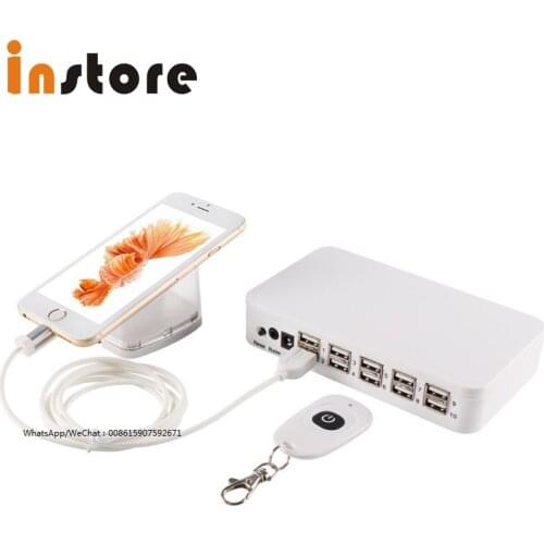 Mobile Phone 10 USB Ports Security Alarm System Cellphone Anti Theft Display Device