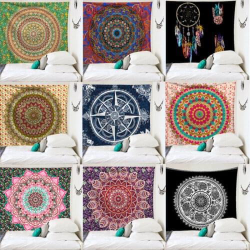 Rectangle Mandala Pattern Tapestry Wall Hanging Polyester Blanket Tapestry Home Decor Bedroom Living Room Decoration
