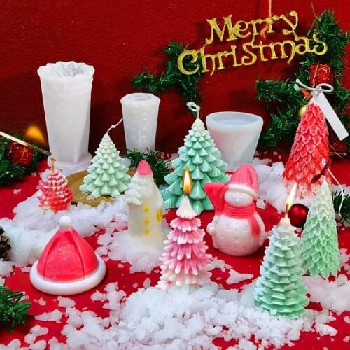 Christmas gift Aromatherapy Candle silicone Mold DIY Santa Claus Christmas tree gypsum handmade soap silicone mold cake mold