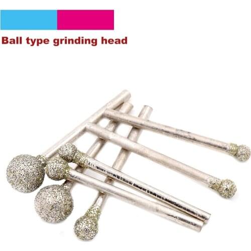 5pcs 3mm Shank Spherical Diamond Polishing Grinding Head Mounted Points Grinding Bit For Dremel Rotary Tools Needle Grit 60