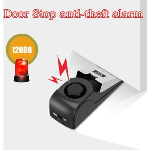 Door Stop Alarm Wireless Security System Adjustable Safety Wedge Alert Door Stopper Anti-theft Alarm for Home Travel Hotel
