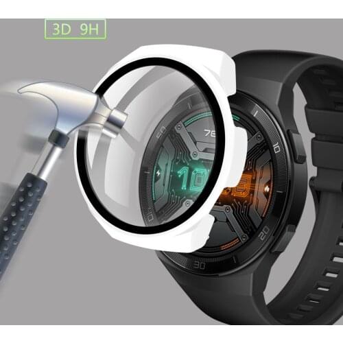 Glass+Case for Huawei Watch GT 2-2e 46mm/42mm Accessories Full Coverage Bumper Tempered Screen Protector huawei gt2e gt2 Cover