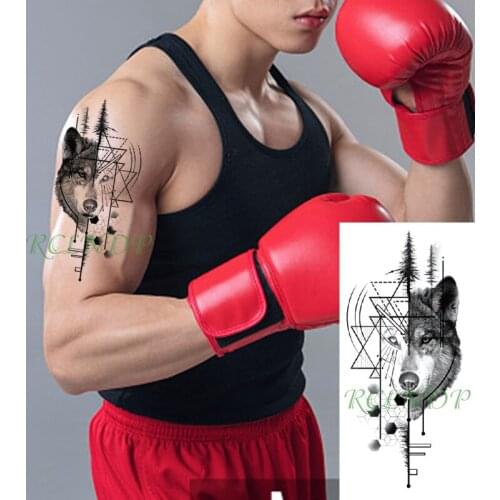 Waterproof Temporary Tattoo Sticker wolf head animal triangle geometric patterns Fake Tattoo Flash Tattoo for Girl Women Men