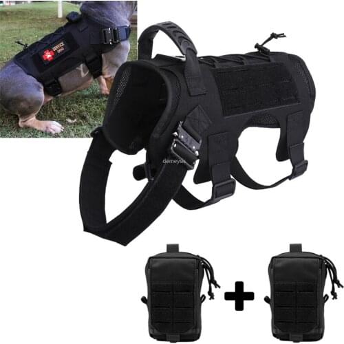Molle Military Dog Training Vest Adjustable Army Tactical Dog Vest Harness Shooting Hunting Service Dog Clothes Vests Dog Leash