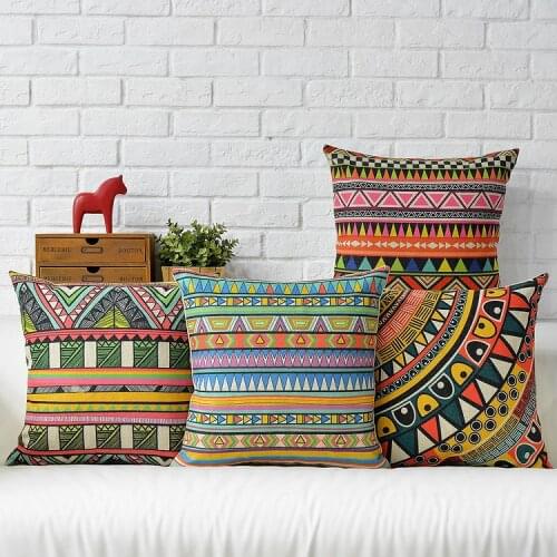 Southeast Asia Geometric Linen Cotton Pillow Cover Home Decor Cushions Cover Decorative Throw Pillows Pillowcase Wedding Gift
