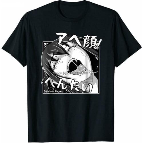 Delicious Hentai Sexy Girl Lewd Japanese Waifu Anime Funny Black T-Shirt Cotton Tshirt Hip Hop Tees Harajuku Streetwear