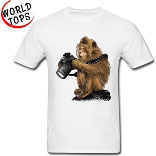 Gorilla Monkey Photographer Funny T-Shirts Create A Shirt High Quality Fashion Plain White T Shirt For Men Large Size 3XL