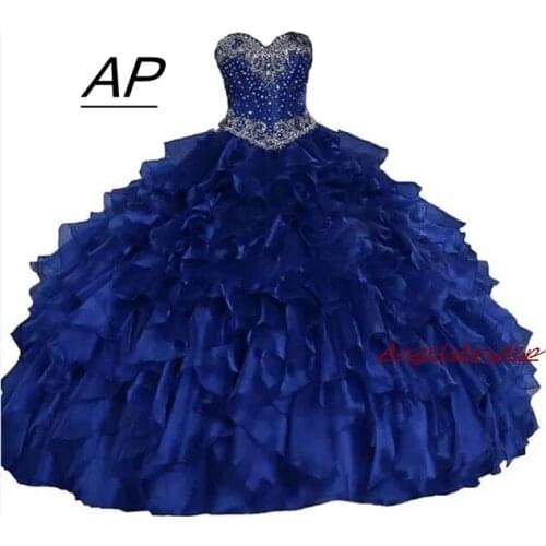 2021 Real as Image Sweetheart Ball Gown Quinceanera Dresses Glittering Crystals Beadings Ruffles Lace Up Sweet 16 Princess Dress