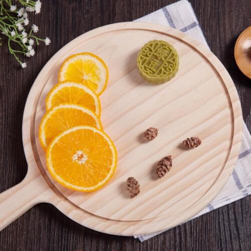 1 Pcs Wooden Pizza Paddle Cheese Serving Tray Plate Cutting Chopping Board Round 6/7/8/9/10/11/12 Inch E2S