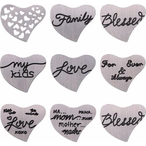 10pcs Heart Shape Stainless Steel Floating Plates Floating Locket Charms Window Plates For Glass Living Heart Locket Pendant