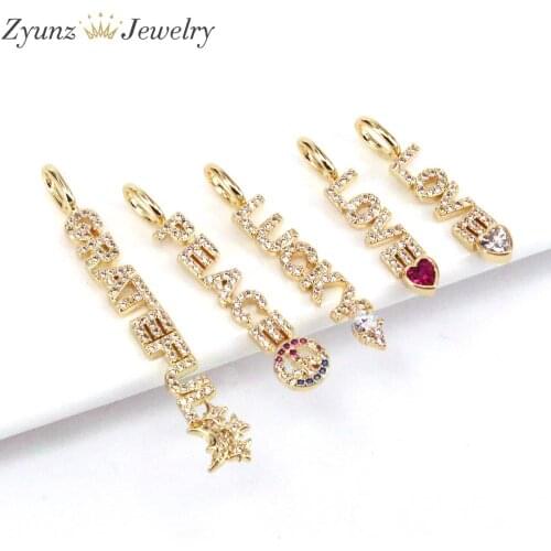 10PCS, Gold Initial Letter/Love Gold Charms Pendant For Jewelry Making Women Girls Punk Necklace Supplies Jewelry Accessories