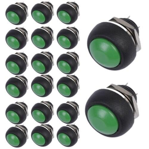 20 X Green red blue white yellow black 12mm Mini Momentary ON/OFF Round Push Button Toggle Switch