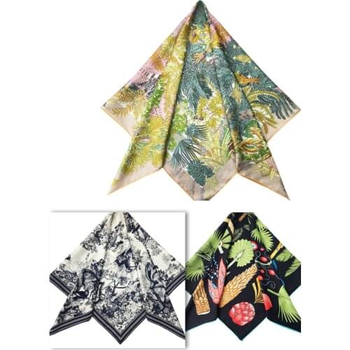 90cm 100% Silk Scarf Shawl Scarves 90*90 cm 100% Silk Scarf Hand Rolled Edges 100 %-mulberry Silk Scarf Bandana Foulard En Soie