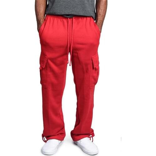 Men Casual Cargo Pants 2021 Spring Classic Outdoor Hiking Trekking Tactical Sweatpants Solid Multi-Pocket Loose Straight Trouser