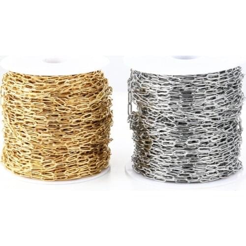 Stainless Steel Chain for Jewelry Making Gold/Silver Plated Paperclip Chain Oval Link Chain Bulk for DIY Jewelry Making