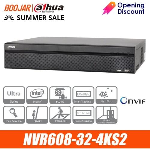 Dahua Original Ultra NVR NVR608-32-4KS2 32 CH H.265 Max 384Mbps 12MP Resolution Multi Screen Smart Tracking
