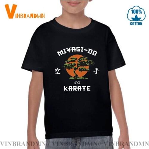 Karate kids t-shirts cobra kai tshirt tee shirt Japan kung fu style Miyagi do Black tshirt children clothes Bonsai Tree tshirts