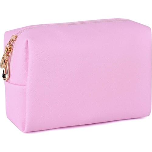 Travel PU Leather Women Small Cosmetic Bag for Make Up Waterproof Toiletry Wash Beauty Kit Bath Zipper Pouch Large Capacity