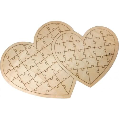 Double Heart Shaped Puzzle Jigsaw Guest Book Wedding Supplies Home Decor