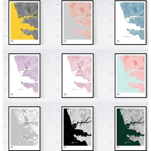 Goa, India Map Nordic Retro Minimalism Painting Posters and Prints on Canvas Wall Art Modular Pictures Home Decor Unique Gift