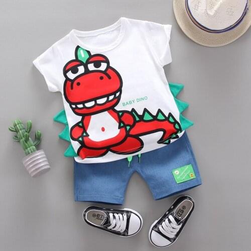 Toddler Baby Boys Clothing Sets For O-neck Top with Shorts Children Holiday Costume Boys Dinosaur Print Outfit Short Clothes Set