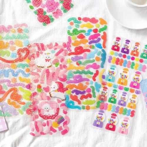 Colorful Ins Rainbow Ribbon Paper Sticker DIY Decorative Scrapbook Planner Journal Stickers Kawaii Stationery School Supplies