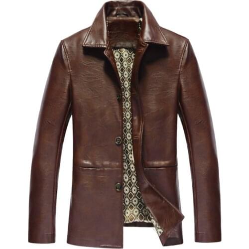 Spring New Men Leather Jacket Turn-down Collar Business Casual PU Leather Jackets Coats Slim Brand Clothing Casaco Masculino