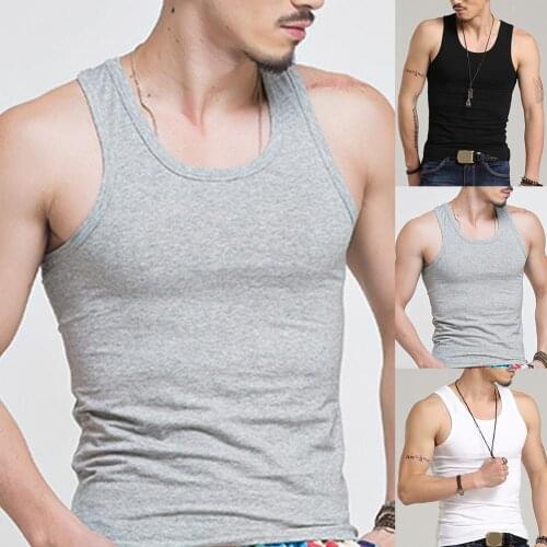 Sport Men Tank Top Vest Solid Color Sleeveless Tank Top Fitness Bodybuilding Muscle Vest Undershirt Comfortable For Mens gifts