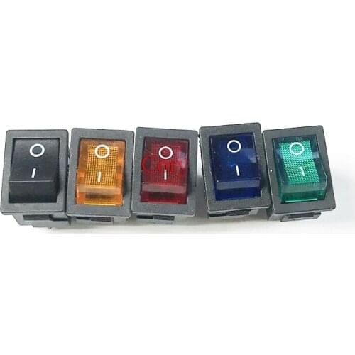 Mini Boat Rocker Switch ON/OFF 4Pins AC 250V/6A 125V/10A Red/Green/Blue/Yellow Light,Black no Light