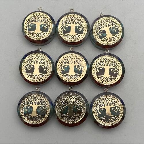 Fashion Orgone 35mm 6pc retro Reiki Healing colorful natural stone pendant cuboid charms Accessories free shipping Wholesale