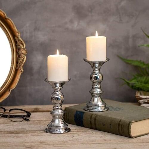 ABSF Set of 2 Candlestick Metal Pillar Candle Holders, Wedding Centerpieces Candlestick Holders for Candles Stand