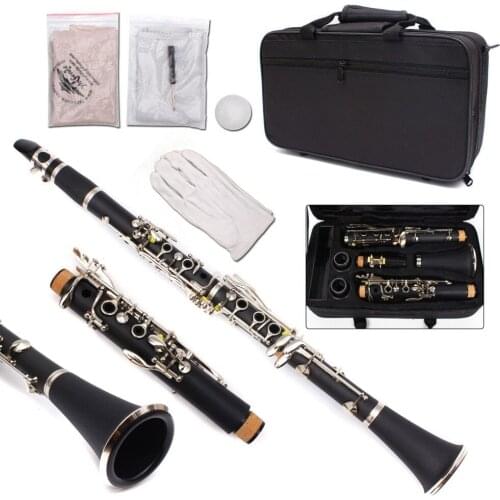 New Professional Clarinet Body Nickel Plated Key Bb Key 17 key Case #7
