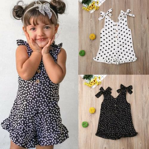 Toddler Kids Baby Girls Clothes Strap Polka Dot Rompers Summer Sleeveless Cute Girl Clothing Outfit 1-5Y