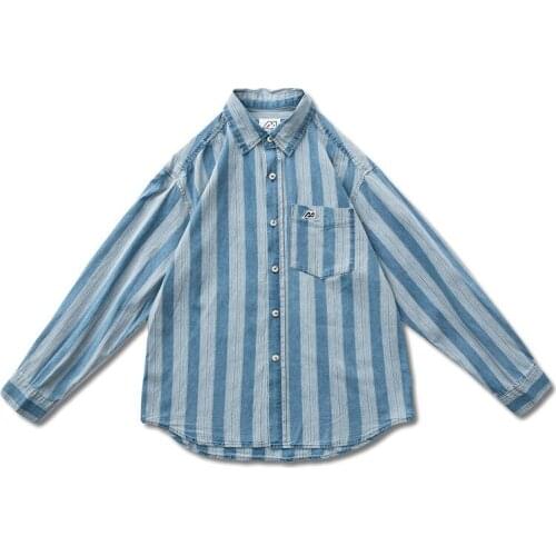 2020 Autumn tooling shirt mens Ameka lapel fashion brand neutral striped shirt