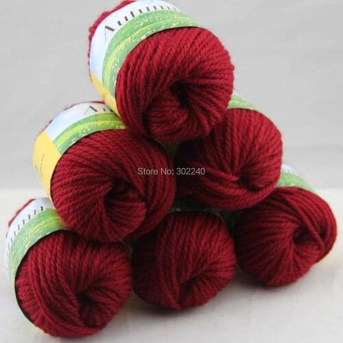 LOT of 6 BallsX50g Chunky Hand-woven Coarse Knitting Yarn DarkRed 210