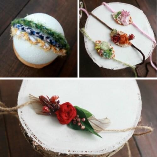 Newborn Photography Prop Weaving Baby Headband Infantil Photo Hairband Floral Headwear Baby Shoot Accessories Retro Headdress
