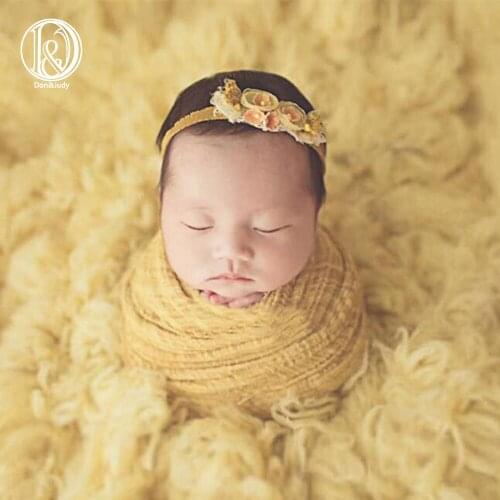 180x50cm Newborn Baby Photo Props Wraps Infant Blanket Soft Stretch Blankets with Matched Hair Accessories Baby Photograph