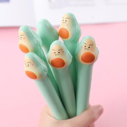 1 Pcs Avocado Soft Gel Pen Venting Decompression Pinch Pen 0.38mm Black Writing Office School Stationery Supply