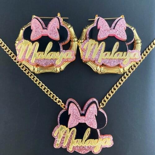 Top Icy Personalized Letter Necklace Custom Name Mickey Cartoon Pendant Pattern Necklaces Link Chian Jewelry