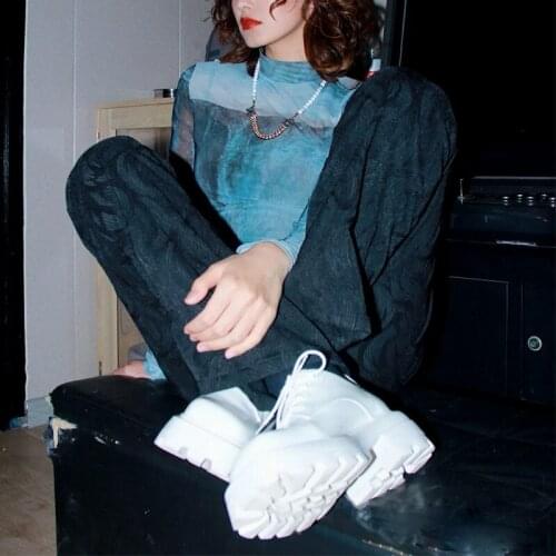 New Platform Shoes Women Thick-Soled Patent Leather Square Toe Pumps Women High Heels Mary Janes Shoes Casual Zapatos De Mujer