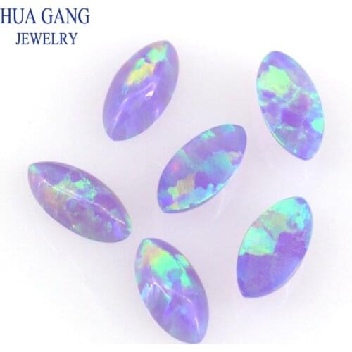 #V-1 Opal Loose Stones Marquise Shape Cabochon Flat Back Created Opal Beads Semi-Precious Stones For Jewelry Making