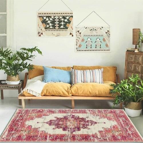 Bohemia Vintage Living Room Rug Ethnic Style Retro Carpet Bedroom Sofa Carpet Large Size Bedside Mat Women Room European Style