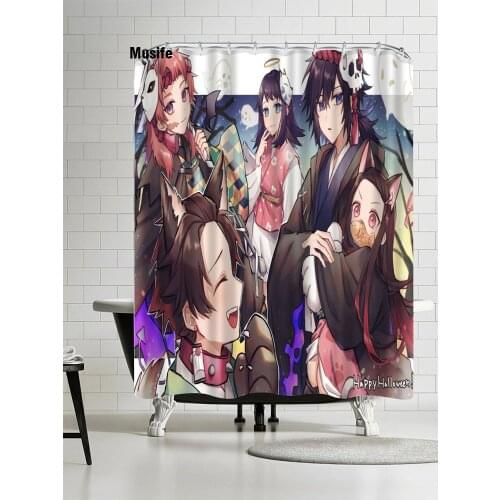 Musife Custom High Quality Nezuko Kamado Shower Curtain Waterproof Bathroom Polyester Fabric Bathroom Curtain