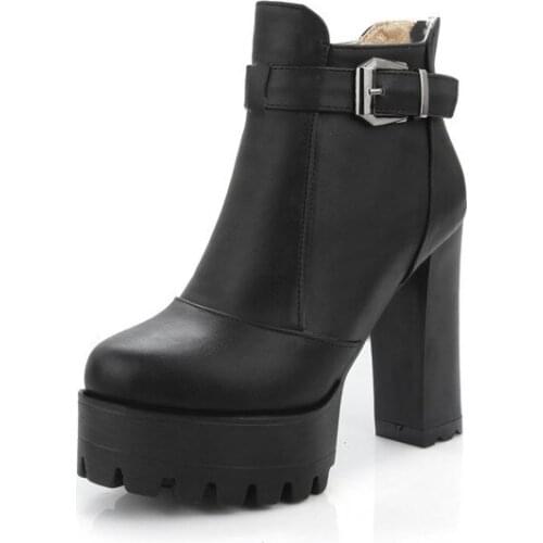 Big SizeSimple waterproof platform short boots boots women shoes ankle boots for women ladies boots shoes woman winter