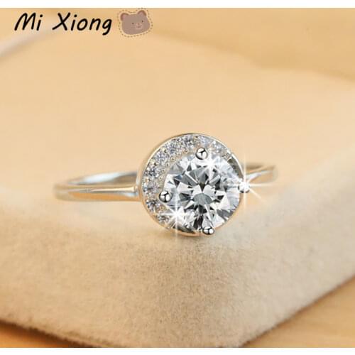 Mi Xiong s925 sterling silver luxury carat diamond ring shines noble ladies engagement anniversary charm brand jewelry