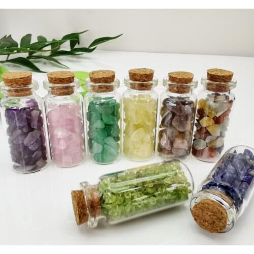 1PC Natural Crystal and Stone Glass Wishing Bottle Healing Lucky Drifting Bottle Aquarium Decoration Grain Gravel Gift